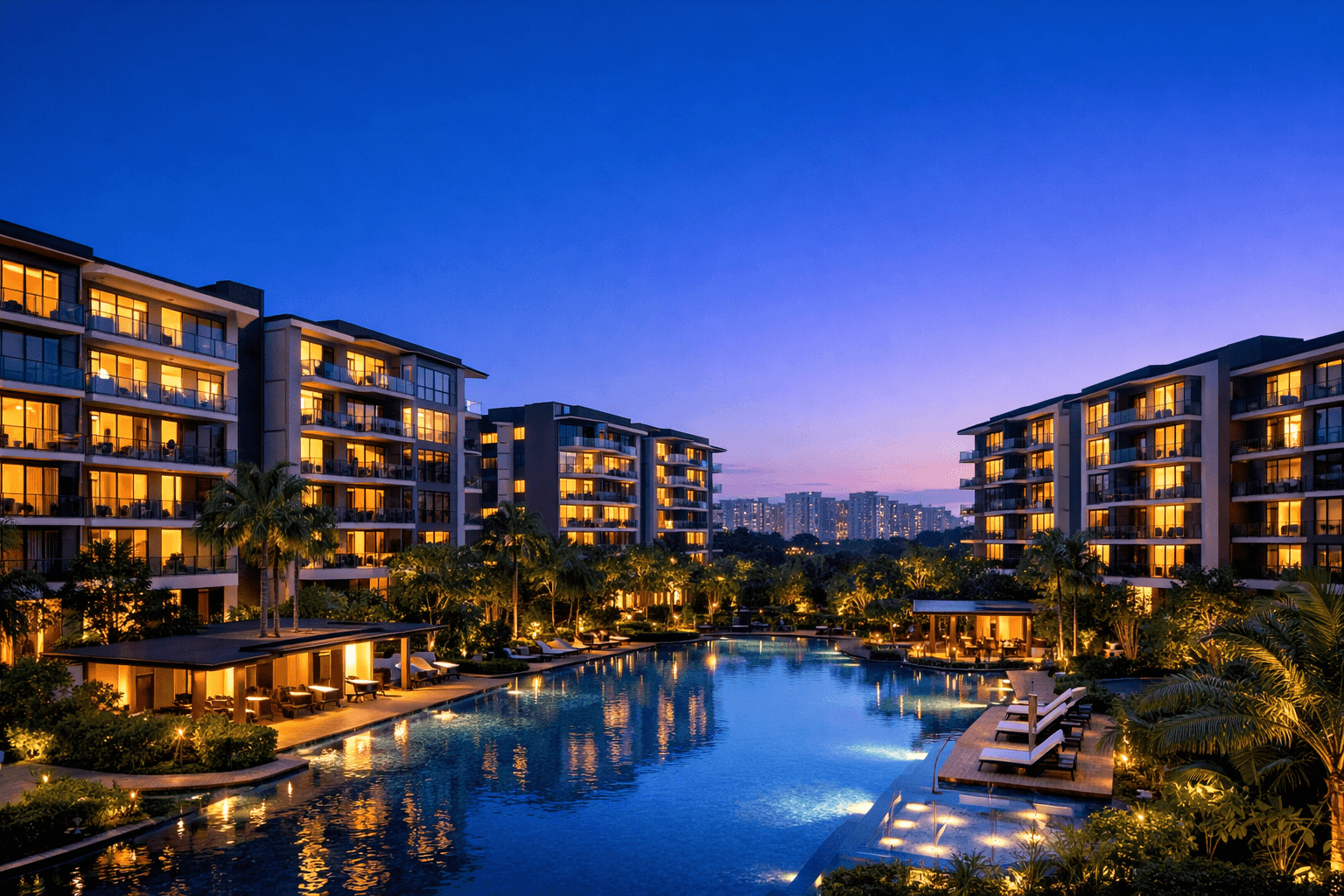 A modern Singapore executive condominium with resort-style facilities in a suburban setting.