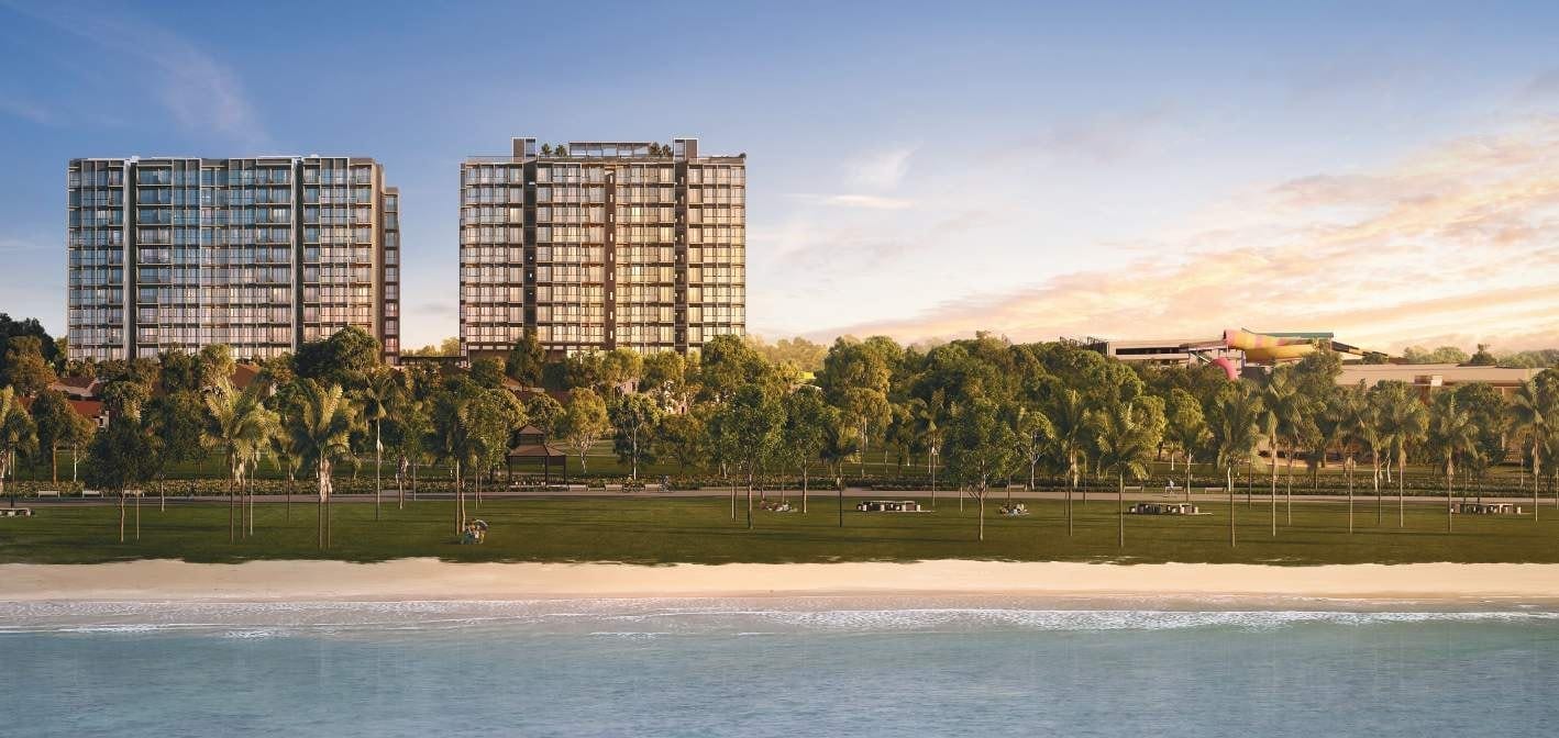 Coastal Cabana's seafront residential towers along the Pasir Ris beachfront, District 17.